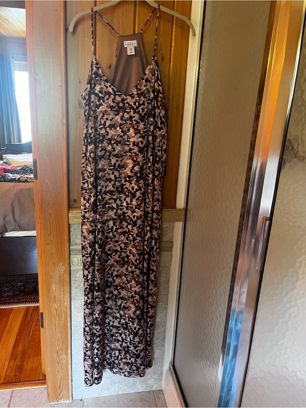 La Vie En Rose Pink & Black Camouflage-Print Maxi Slip Dress
